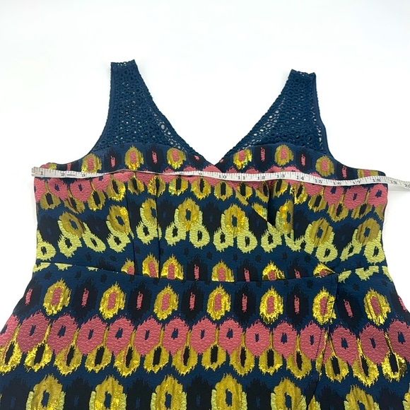 Anthropologie HD In Paris Yana Brocade Metallic Crochet Peplum Sleeveless Top - Picture 9 of 12